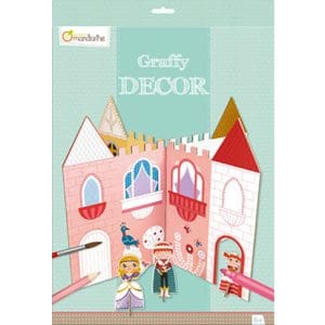 Set decor și 8 figurine din carton de asamblat și colorat – Castel