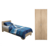 Set dulap ALMA 2 usi, 5 rafturi, sonoma, 80x52x203 cm si pat ALMA cu picioare, 90×200 cm, sonoma deschis