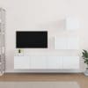 Set dulap TV, 4 piese, alb, lemn prelucrat