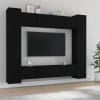 Set dulap TV, 8 piese, negru, lemn prelucrat