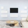 Set dulapuri TV, 7 piese, alb extralucios, lemn prelucrat