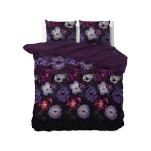 Set lenjerie de pat dubla Magic Flower, 200×220 cm, mov + flori
