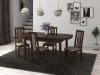 Set masa extensibila 160x200cm cu 4 scaune tapitate, MB-12 Venus1 si S-37 Boss7 O27A, nuc, lemn masiv de fag, stofa