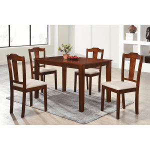 Set masa RH7000T cu 4 scaune RH159C, dreptunghiulara, 4 persoane, nuc, 120x80x76 cm