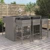 Set mobilier bar de grădină cu perne, 7 piese, gri, poliratan