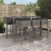 Set mobilier bar de grădină cu perne, 7 piese, gri, poliratan