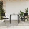 Set mobilier de grădină, 3 piese, negru, poliratan și oțel