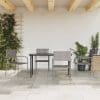 Set mobilier de grădină, 5 piese, gri&negru, poliratan și oțel