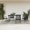 Set mobilier de grădină, 5 piese, negru, oțel și textilenă