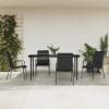 Set mobilier de grădină, 5 piese, negru, oțel și textilenă