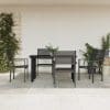 Set mobilier de grădină, 5 piese, negru, oțel și textilenă