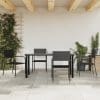 Set mobilier de grădină, 5 piese, negru, poliratan și oțel