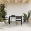 Set mobilier de grădină, 5 piese, negru, poliratan și oțel