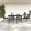Set mobilier de grădină, 7 piese, negru, oțel și textilenă