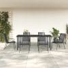 Set mobilier de grădină, 7 piese, negru, oțel și textilenă