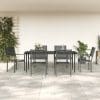 Set mobilier de grădină, 7 piese, negru, oțel și textilenă