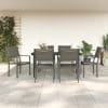 Set mobilier de grădină, 7 piese, negru, oțel și textilenă