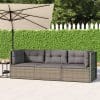 Set mobilier de grădină cu perne, 3 piese, gri, poliratan