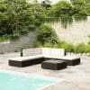 Set mobilier de grădină cu perne, 6 piese, negru, poliratan