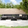 Set mobilier de grădină cu perne, 8 piese, negru, lemn masiv