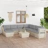 Set mobilier grădină din paleți cu perne, 9 piese, lemn molid