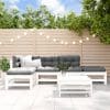 Set mobilier relaxare grădină&perne 6 piese alb lemn masiv pin