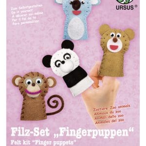 Set pentru crearea a 4 marionete pentru degete – Animale de la zoo