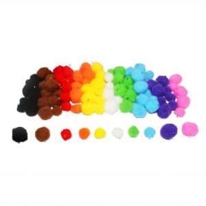 Set pom-pom multicolor pentru șnuruit, 100 piese