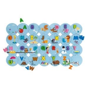 Set Puzzle uriaș cu 28 de piese din carton și 26 de litere din lemn