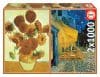 Set de 2 puzzle-uri din câte 1000 de piese – Floarea soarelui & Terasa cafenelei noaptea (Van Gogh)