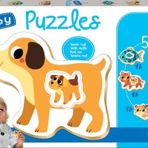 Set de 5 puzzle-uri progresive – Animale de companie (2-4 piese)