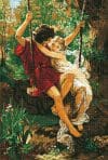 Set goblen imprimat cu ață și ac – Îndrăgostiți în leagăn (Pierre Auguste Cot), 78 x 50 cm