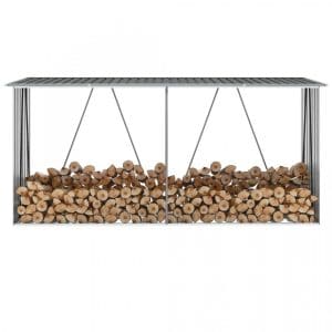 Șopron depozitare lemne antracit 330x84x152 cm oțel galvanizat
