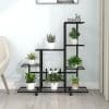 Suport pentru flori cu roți, 94,5x25x92,5 cm, negru, metal
