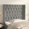 Tăblie de pat cu aripioare gri deschis 103x16x118/128cm catifea
