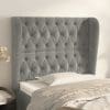 Tăblie de pat cu aripioare gri deschis 103x23x118/128cm catifea