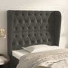 Tăblie de pat cu aripioare gri închis 103x23x118/128 cm catifea