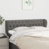 Tăblie de pat cu aripioare gri închis 163x23x78/88 cm textil