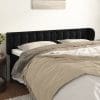 Tăblie de pat cu aripioare negru 203x23x78/88 cm catifea