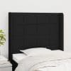 Tăblie de pat cu aripioare, negru, 93x16x118/128 cm, textil