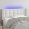 Tăblie de pat cu LED, alb, 93x16x78/88 cm, piele ecologică