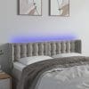 Tăblie de pat cu LED, gri deschis, 147x16x78/88 cm, catifea