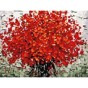 Tablou cu diamante înrămat – Buchet roșu , 40 x 50 cm
