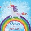 Tablou cu diamante – Unicorn pe curcubeu (Believe in miracles), 35 x 35 cm