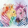 Tablou cu diamante – Zebre curcubeu, 40 x 40 cm