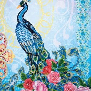 Tablou cu diamante – Păun exotic, 82 x 62 cm