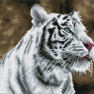 Tablou cu diamante – Tigru alb, 31 x 41 cm