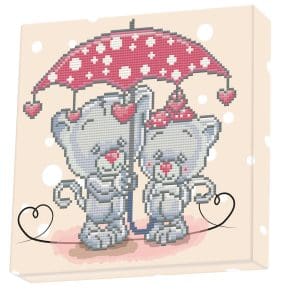 Tablou Diamond Box – Pisicuțe sub umbrelă, 28 x 28 cm
