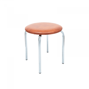 Taburet bucatarie cromat SOFIA, cu sezut tapitat, cognac, 45x40x46 cm