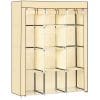 HOMCOM Dulap din stofa cu 8 rafturi si 2 bare, dulap portabil cu usa rulanta, 125x43x162,5 cm, bej | AOSOM RO